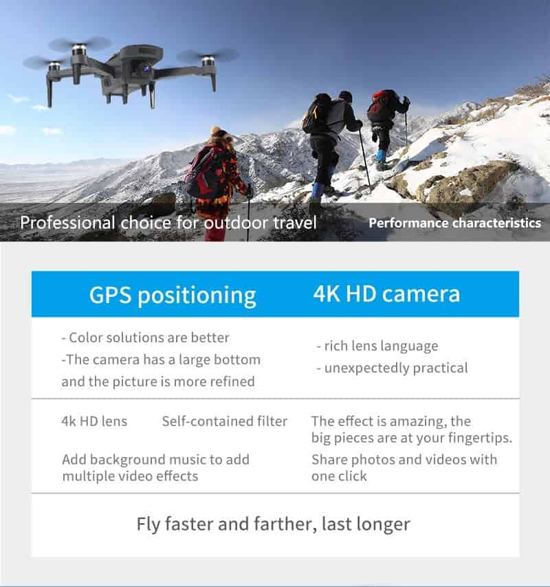 New Drone K20 GPS With 4K HD Dual Camera Brushless Motor WIFI FPV Drone Smart Professional Foldable Quadcopter 1800M RC Distance