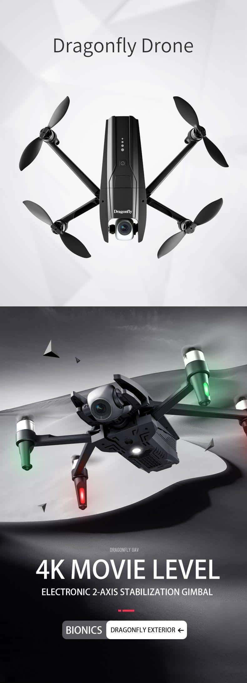 Dragonfly KK13 4K HD Camera with GPS WIFI FPV 2-A&xis Gimbal 170° Pitch Optical Flow Brushless RC Drone Quadcopter RTF