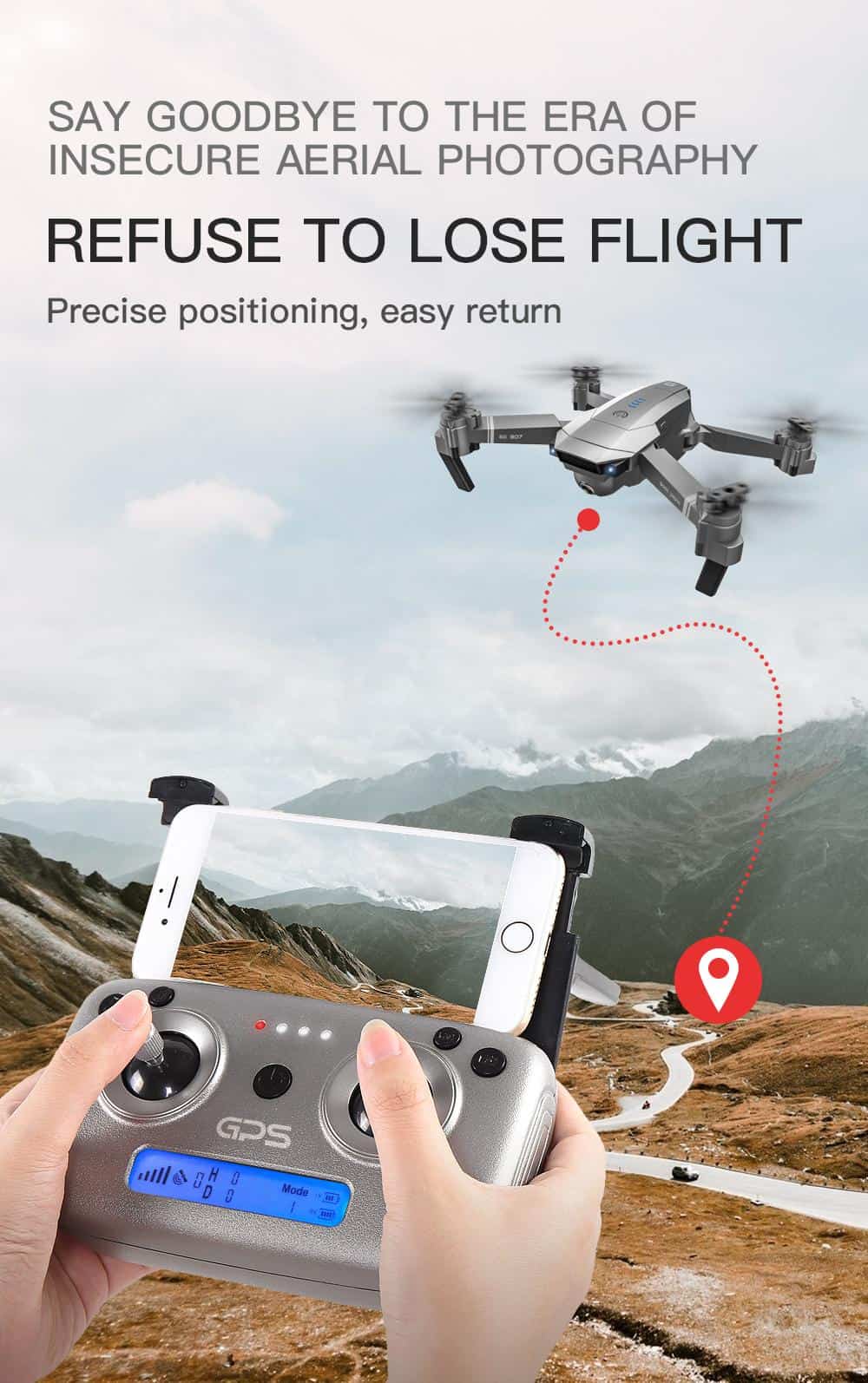 New Quadcopter GPS Drone with 4K HD Dual Camera Wide Angle Anti-shake WIFI FPV RC Foldable Drones Professional GPS Follow Me