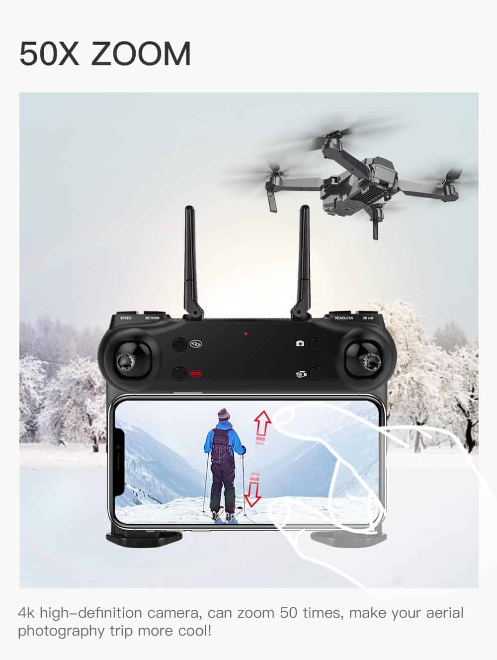 Profession RC Drone 4K HD Camera 50X Times Zoom WIFI FPV Foldable Quadcopter Helicopter Professional Drones Stable Height