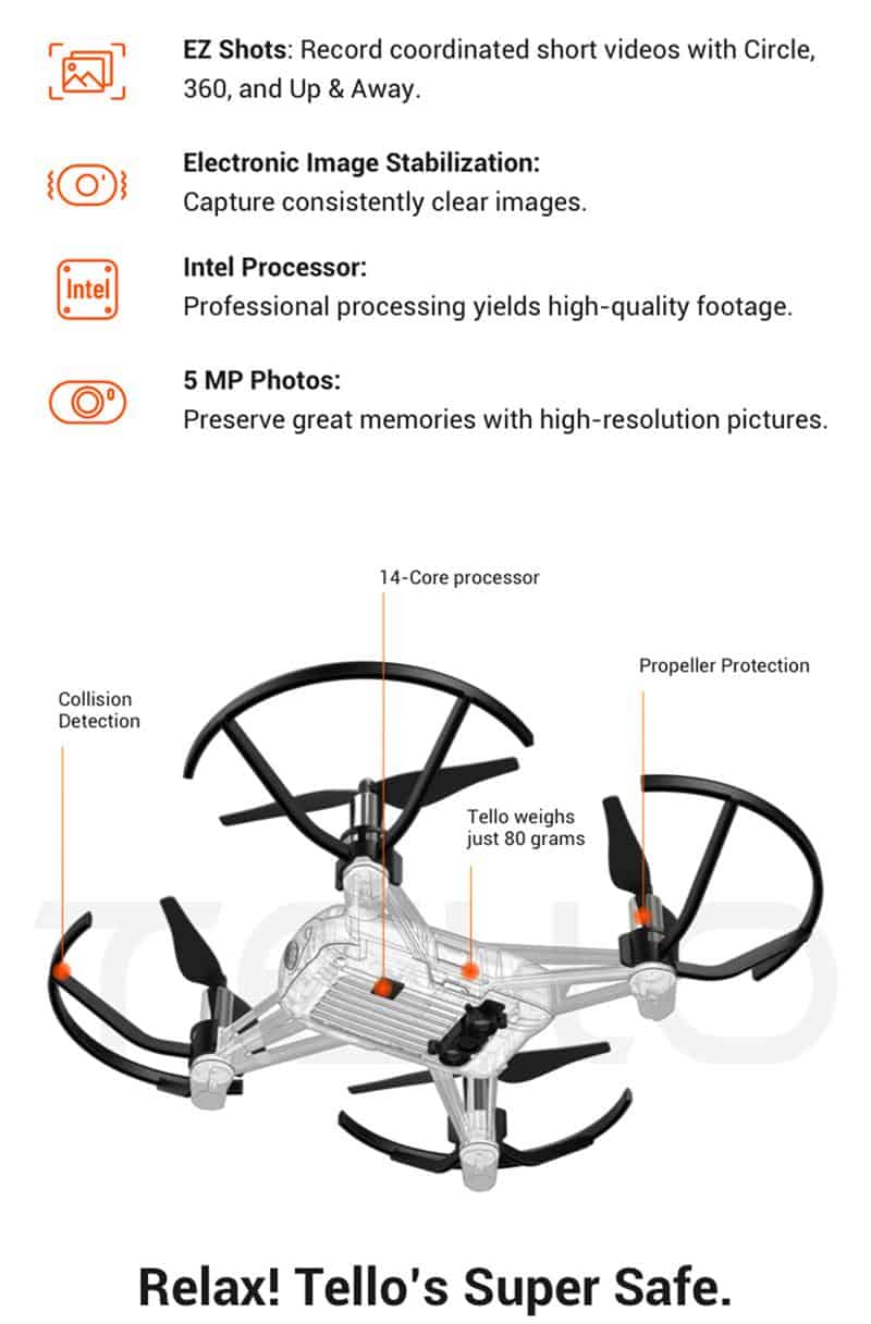 In Stock DJI Tello Mini drone 720P HD Transmission Camera APP Remote Control Folding Toy plane FPV RC Quadcopter with EZ Shots