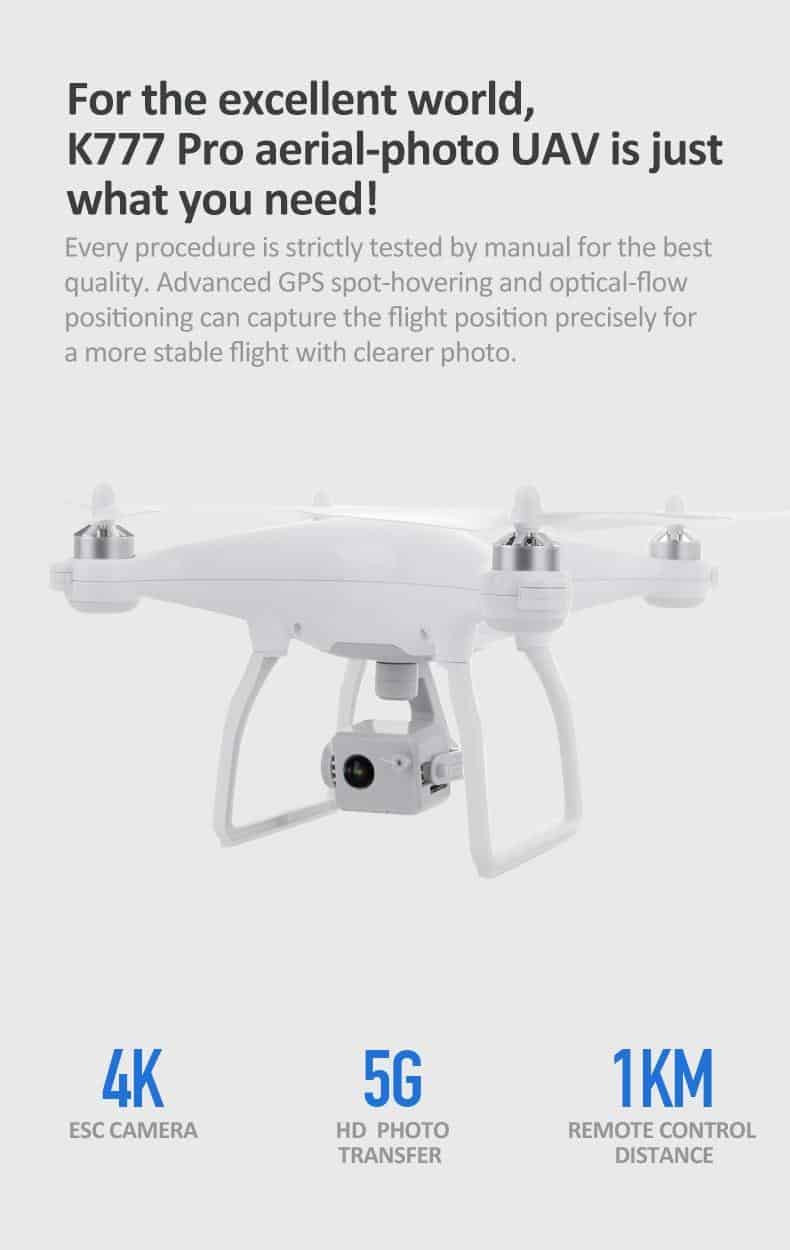 2020 Newest K777 PRO Drone 3 Axis Gimbal Camera HD 4K GPS 5G WiFi Profissional Brushless RC Quadcopter 1KM 22mins Drones VS X35