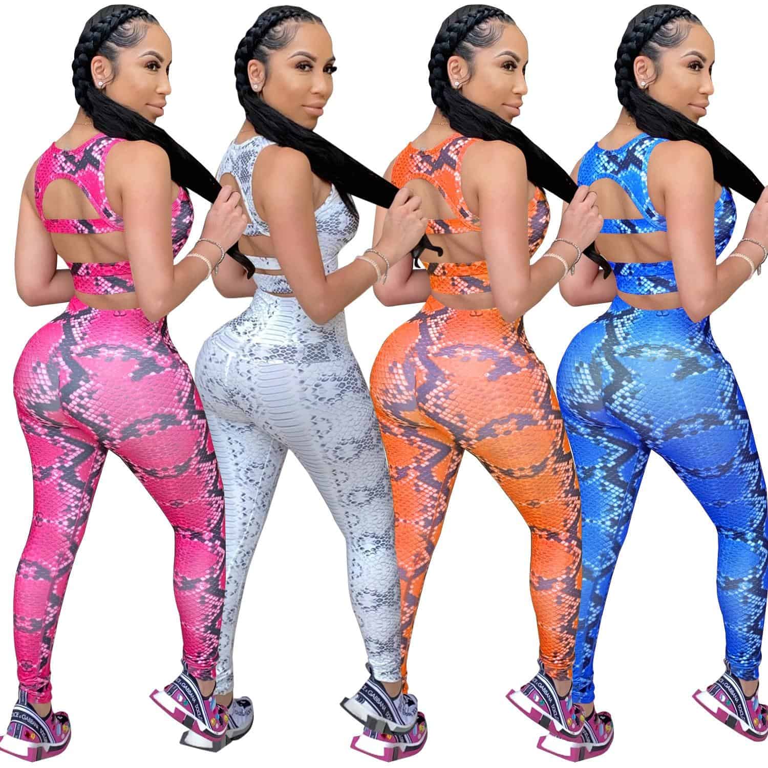 Zoctuo Fashion O-Neck Two Piece Sets for Women Pants Set Print Tank Going Out Outfits Casual Hole Sexy Sportswear Tracksuit