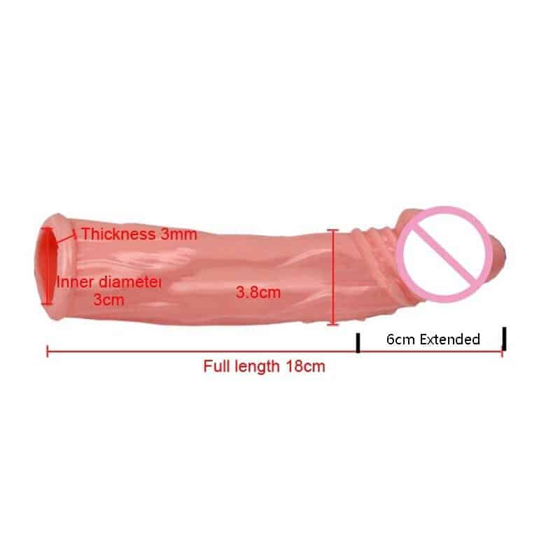 6cm Extended Silicone Penis Sleeve Dick Extender Cock Enlargement Extension Condom Men Sex Gay Adult Game Toys