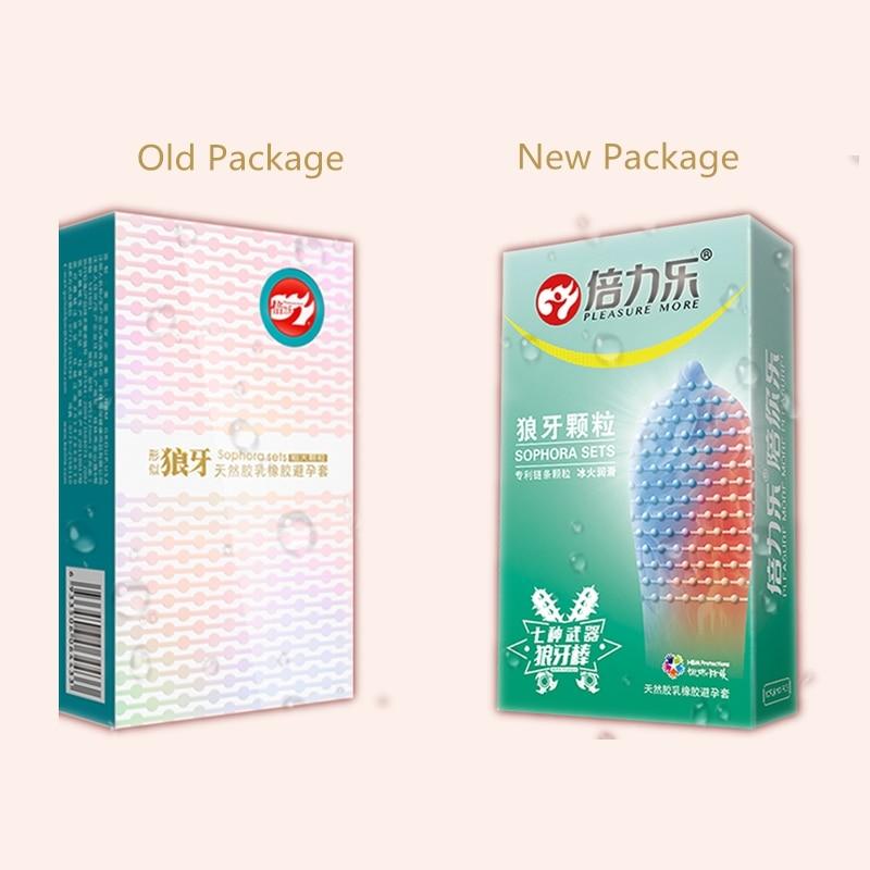 Beilile 10Pcs Fire & Ice Spike Condoms Large Dots Orgasm G-Spot Massage Penis Sleeve for Sex With Studs Funny Condoms For Men