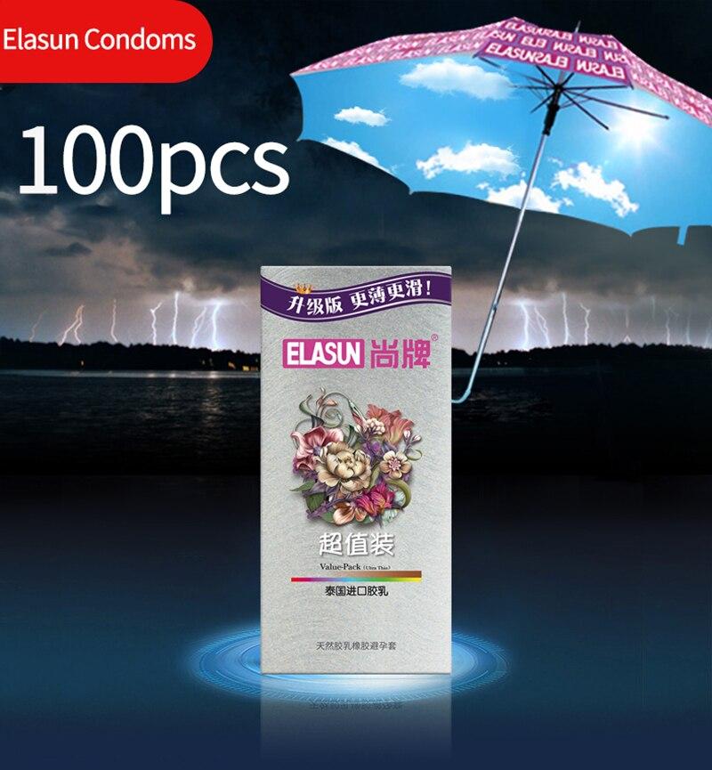 Elasun 100Pcs/Pack Ultra Thin Condom High Quality Large Oil Natural Latex Condoms For Men Contraception Sleeves Best Deal