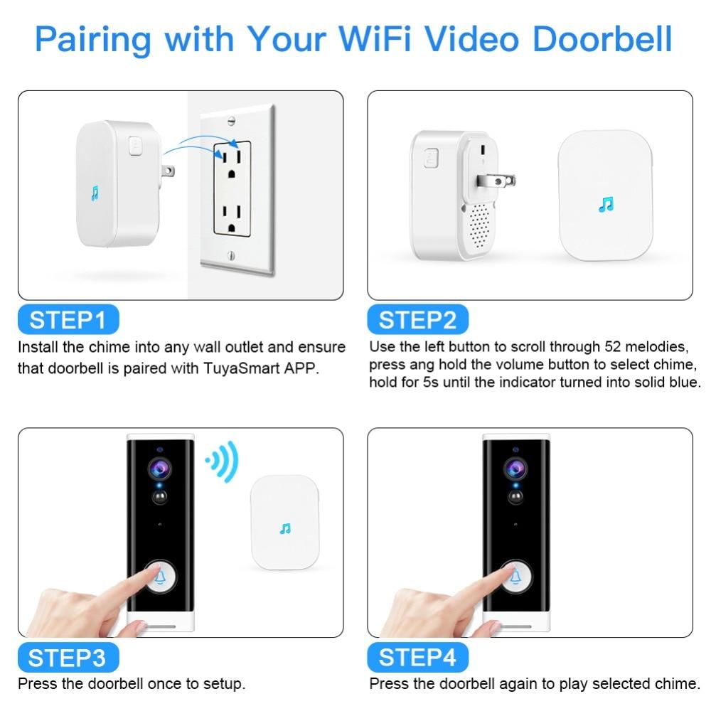 Letine WiFI Smart Video Doorbell Camera 1080P HD Wireless Smart Home Door Bell IR Night Vision PIR Detection for Home Security