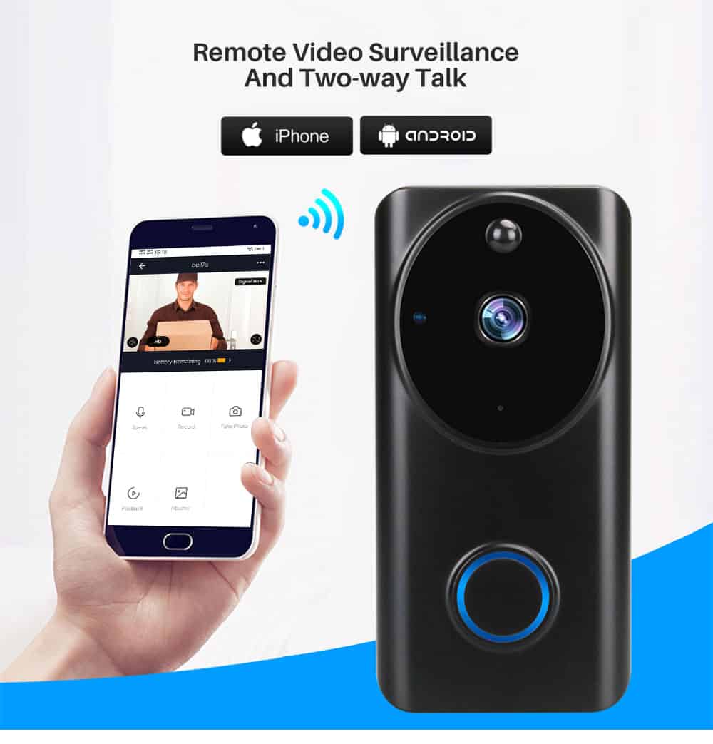 1080P WiFi Video Doorbell Smart Video Intercom APP Control Phone Call Door Bell Home Security Monitor Night Vision Camera
