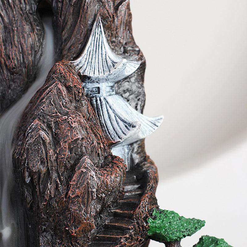 Incense Burner Gift Exquisite Home Unique Crafts Waterfall Smoke Backflow Decoration Censer Holder Mountain River Office Resin