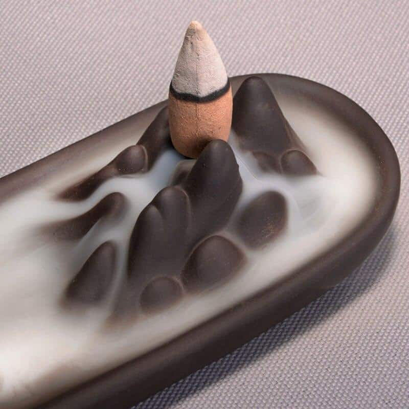Backflow Incense Burner Home Decor Ceramic Aromatherapy Buddhist Waterfall Censer Incense Coil Stick Holder +100Pc Incense Cones