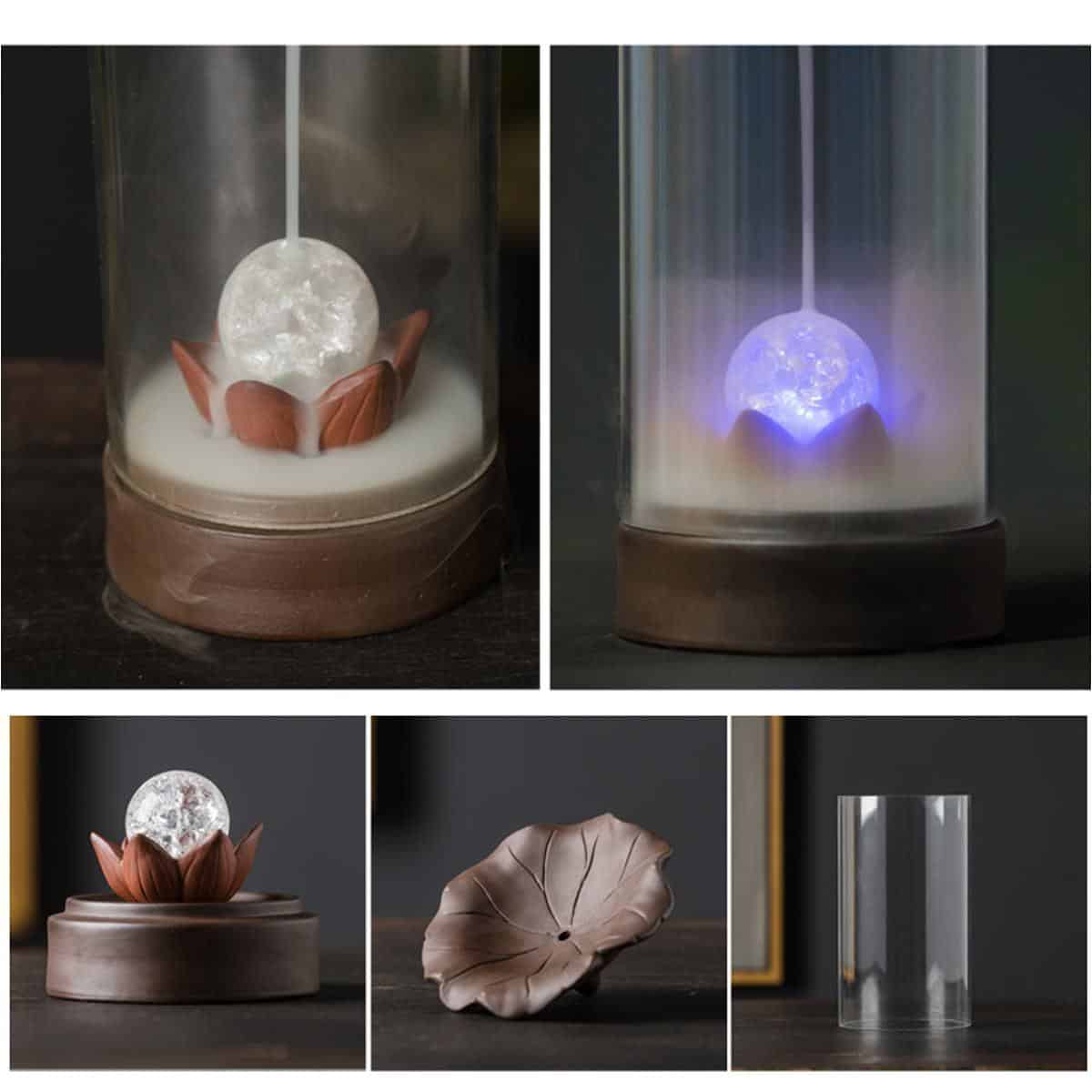 Buddha Backflow Incense Burner Ceramic Glass Cover Indoor Windproof Incense Cones Holder Home Decor Ornament