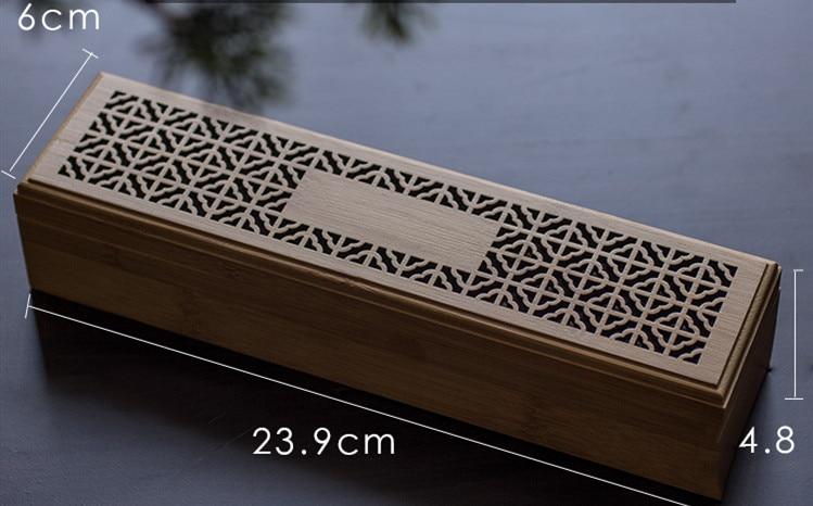 Incense Burners Holder Hollow Bamboo Box Double-layer Portable Recliner Incense Stick Storage Box with drawer Yoga Home Decor
