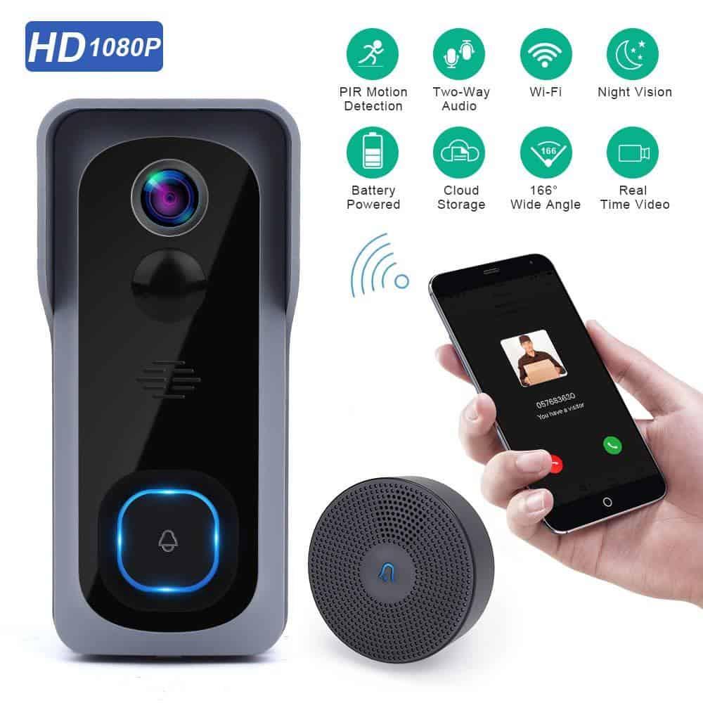 Onvian WiFi Doorbell Camera Waterproof 1080P HD Video Door Bell Motion Detector Smart Wireless Doorbell with Camera Night Vision