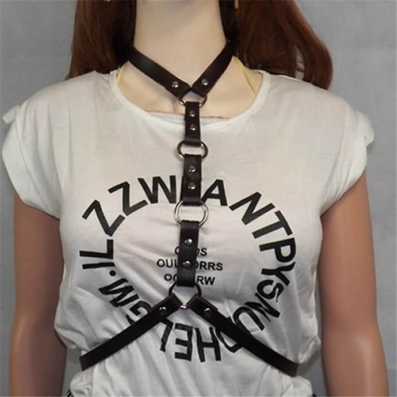 Women Sexy Harajuku O-Ring Garters faux Leather Women Body Bondage Cage Sculpting Harness Waist Belt Straps Suspenders Belt