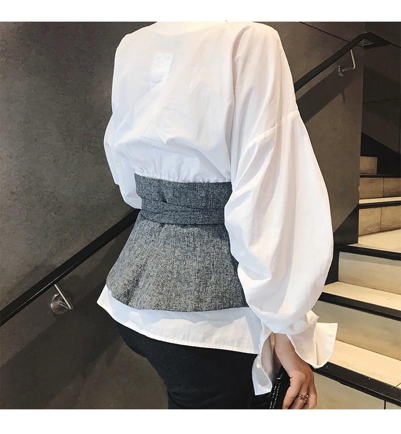 [EWQ] 2020 New Fashion Corset Belt For Women Solid Drawstring Grey Korea Cummerbunds Irregular Casual Wid Belt Female ZJ907