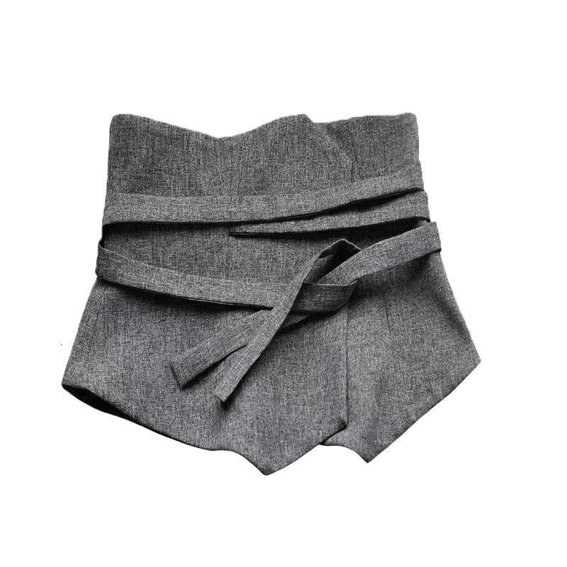 [EWQ] 2020 New Fashion Corset Belt For Women Solid Drawstring Grey Korea Cummerbunds Irregular Casual Wid Belt Female ZJ907