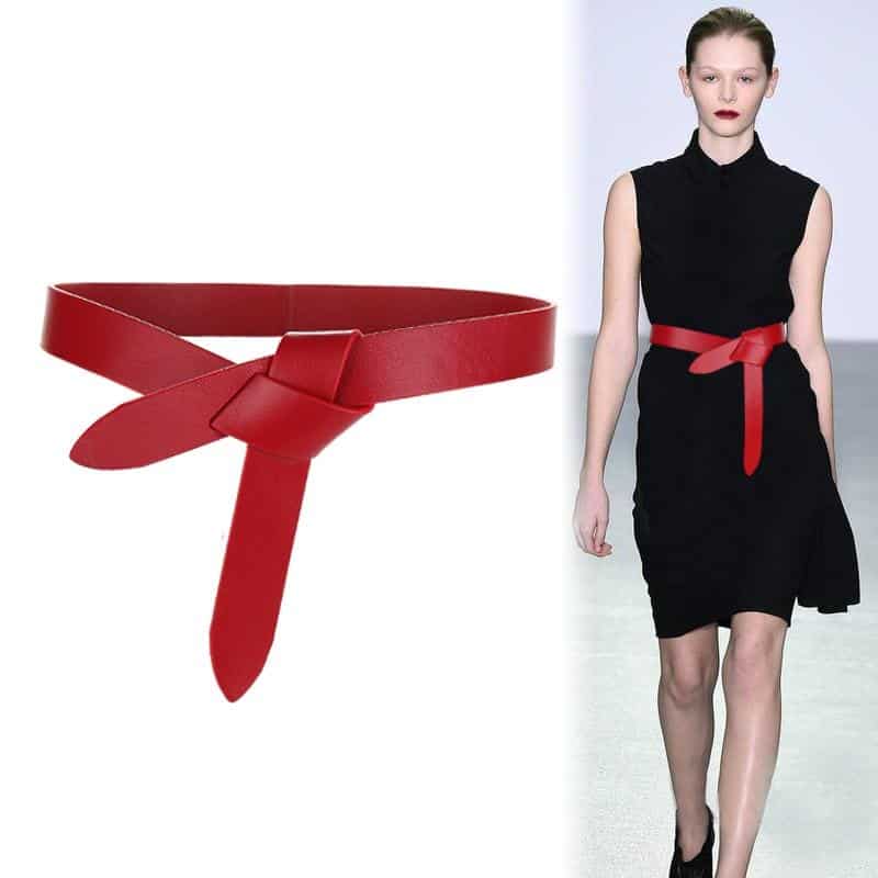 Newest Design knot cowskin belts for women soft real leather knotted strap belt long genuine dress accessories lady waistbands