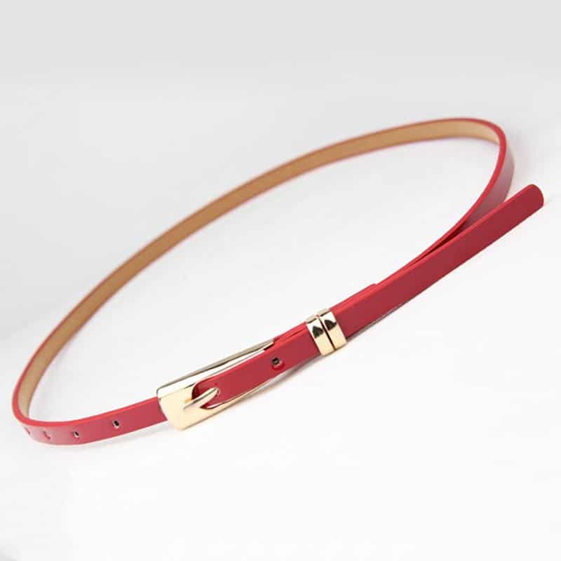 New 8 Colors Thin Pu Leather Belt Female Red Brown Black White Yellow Waist Belts For Women Dress Strap Wholesale