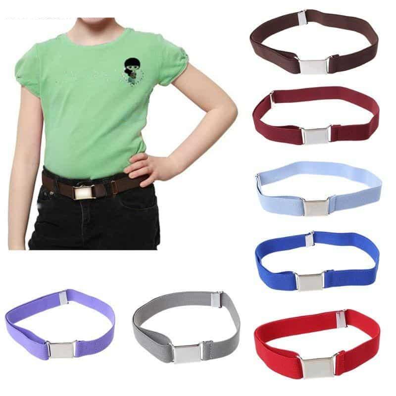 Children Kids Solid Color Unisex Canvas Belts Boys Girls Elastic Belt Adjustable