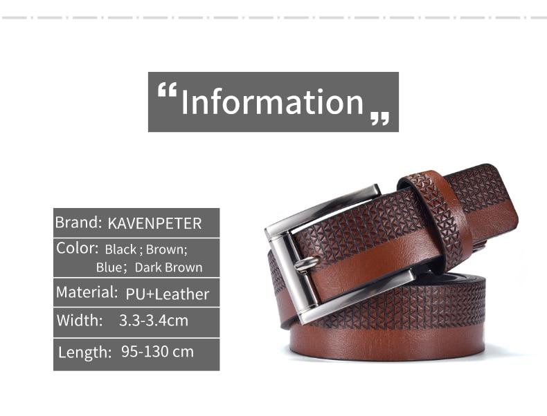 Fashion Men Leather Belt For Jeans Luxury Designer Belts Casual Strap Male Pin Buckle High Quality Brown Black Blue Color