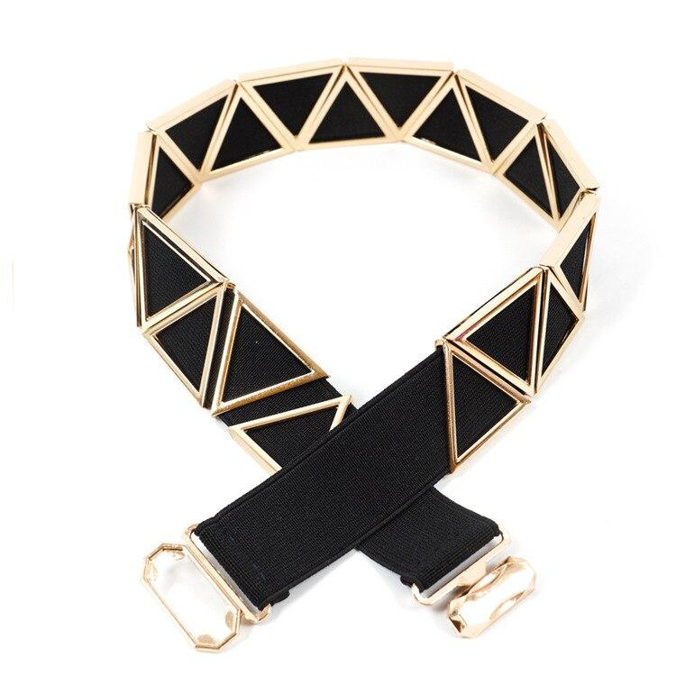 Most Popular Women's Belt Cut Out Gold Triangle Metal Belt With Multi Elastic Hook Closure Belt For Women Luxury Strap BL402
