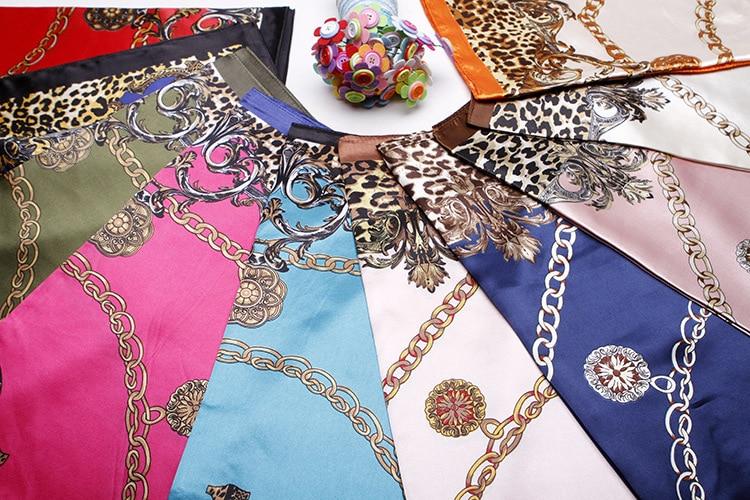 Luxury Brand Leopard Print Scarves For Women Silk Satin Hijab Scarf Female 90cm*90cm Fashion Square Shawl Scarfs For Ladies 2019