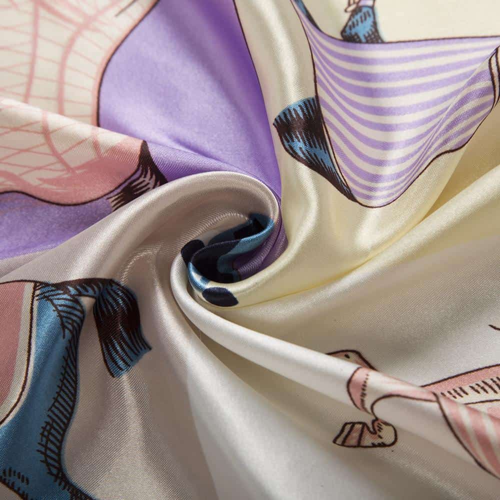 Women Scarf Luxury Brand Horse Carriage Print Hijab Silk Satin Shawl Foulard Square Head Scarves Wraps For Ladies 90x90CM