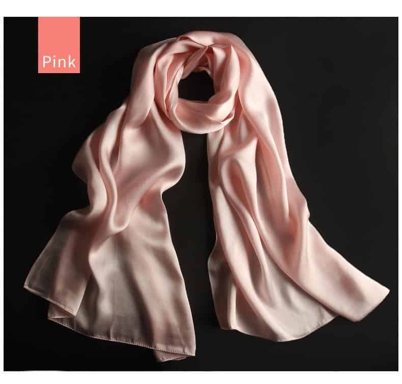 100% Real Silk Scarf Women Luxury Brand 2020 Natural Hangzhou Silk Shawls Wraps for Ladies Solid Neckerchief Scarf Silk Foulard