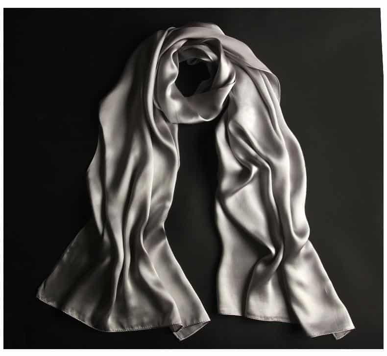 100% Real Silk Scarf Women Luxury Brand 2020 Natural Hangzhou Silk Shawls Wraps for Ladies Solid Neckerchief Scarf Silk Foulard