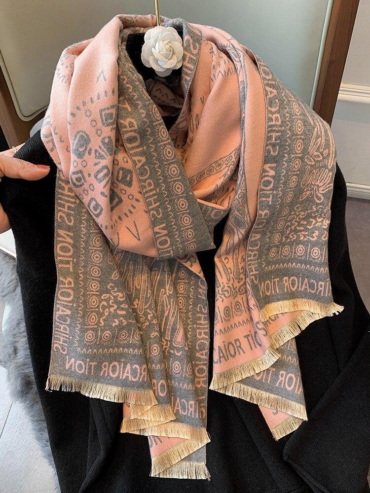 Luxury Brand 2020 Thick Warm Scarf Fashion Pashmina Foulard Women Winter Cashmere Scarves For Lady Neck Shawl Female Blanket