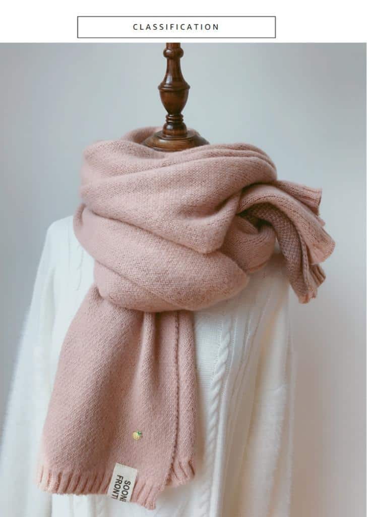 2020 Women Solid Cashmere Scarves Lady Winter Thicken Warm Soft Pashmina Shawls Wraps Pink Black Female Knitted Wool Long Scarf