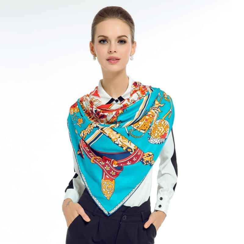 2018 Luxury Brand Silk Scarf Women Print Square Shawl Hijab Scarfs Female Fashion Hand Roll Shawls Scarves For Ladies 130*130cm
