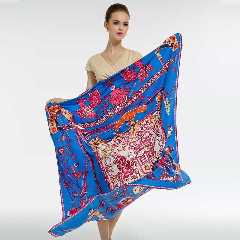 2018 Luxury Brand Silk Scarf Women Print Square Shawl Hijab Scarfs Female Fashion Hand Roll Shawls Scarves For Ladies 130*130cm