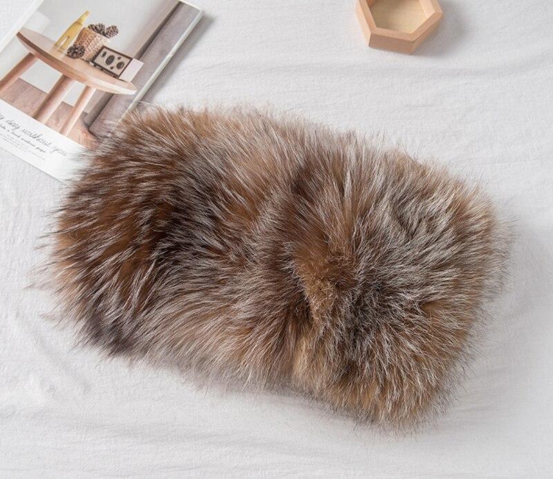 2020 New Women's Snood Fashion Real Raccoon Fur Scarf Lady Luxury Genuine Fur Knitted Big Elastic Muffler High Quality S7729