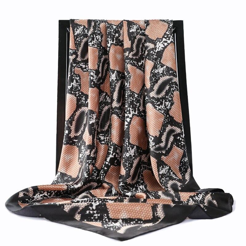 Fashion Scarves for Women Shawl Print Silk Satin Hijab Scarf Female Bandana 90*90cm Luxury Brand Square Shawls Scarfs For Ladies