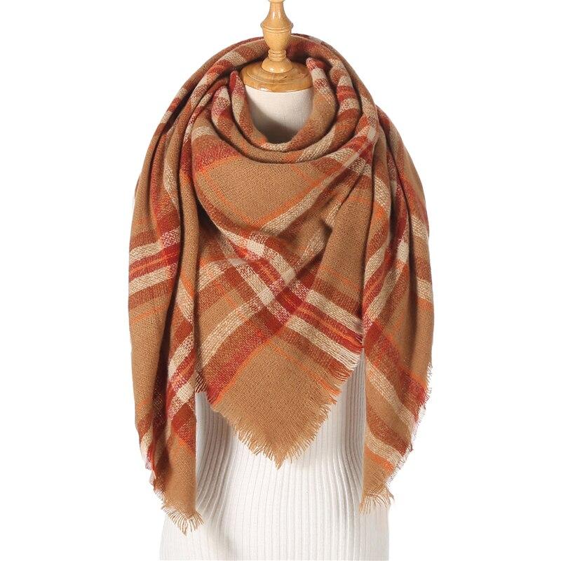2020 women scarf fashion plaid cashmere scarves lady winter shawls and wraps bandana female knitted foulard Triangle neck scarfs