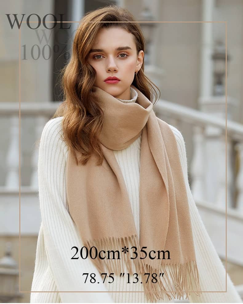 Solidlove 100% Wool Winter Scarf Women Scarves Adult Solid Luxury Autumn Fashion Designer Scarf Poncho Scarfs for Ladies Wrap