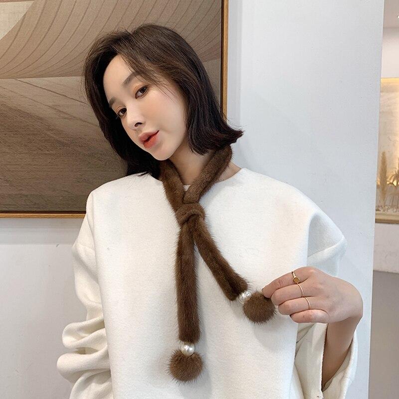 2020 New Women Fashion Real Mink Fur Scarf Lady Luxury Genuine Fur Scarves High Quality Neckerchief S7715