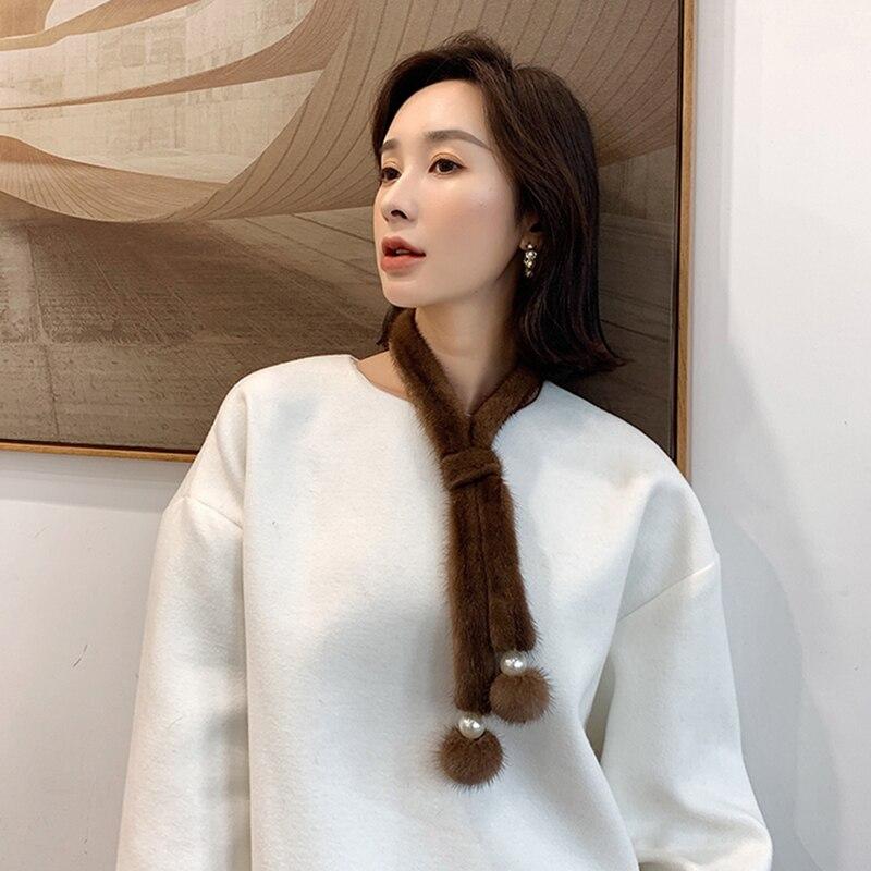 2020 New Women Fashion Real Mink Fur Scarf Lady Luxury Genuine Fur Scarves High Quality Neckerchief S7715