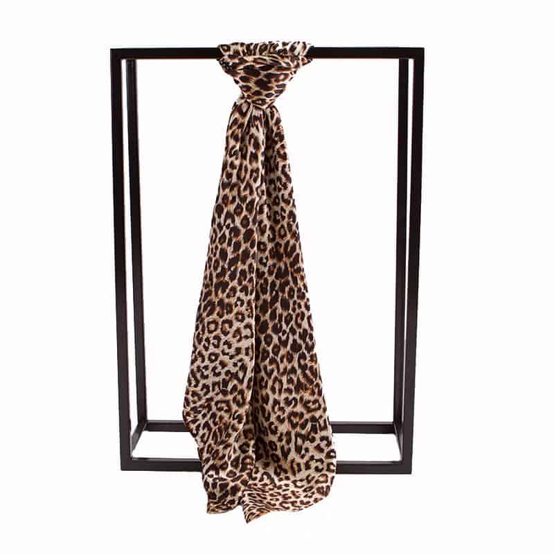 Luxury Brand Leopard Scarf For Women Satin Silk Hijab Scarfs Female 90cmx90cm Fashion Square Shawl Head Scarves For Ladies Wraps