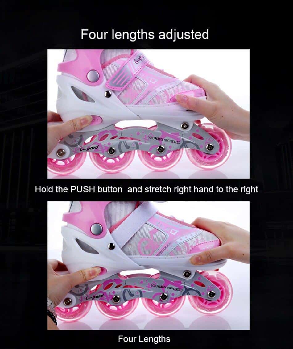 Flashing Roller Skate Shoes For Kids Children Inline Daily Street Brush Skating Girls Boys Unisex Adjustable Skating Shoes IB63