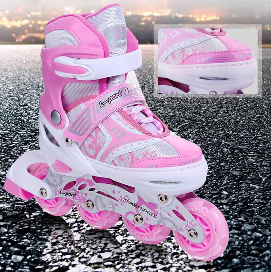 Flashing Roller Skate Shoes For Kids Children Inline Daily Street Brush Skating Girls Boys Unisex Adjustable Skating Shoes IB63