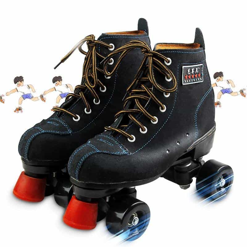 QUAD Roller Skating Leather Roller Skates Size EU36-EU45 Kids Boys Skate Street Roller Skates Patines Profesionales