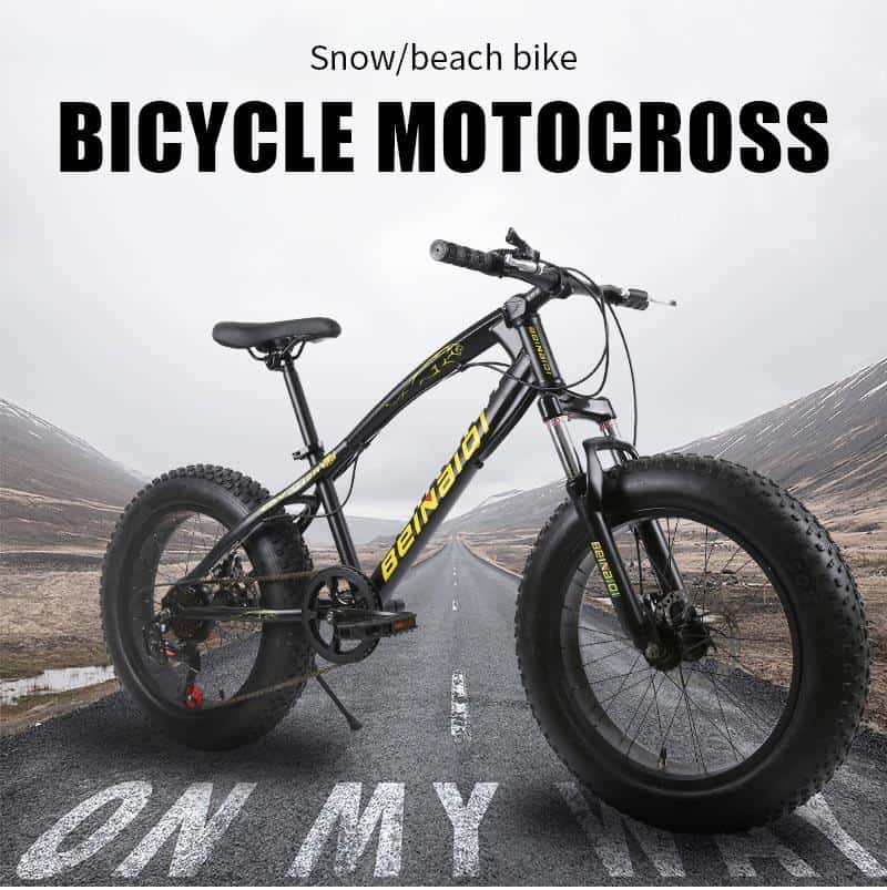 2020 Aluminum Alloy Snow Bike Mountain Bike Double Disc Brake Shock Beach Bicycles 20 Inch Adult&Children Mini Off-Road Bike