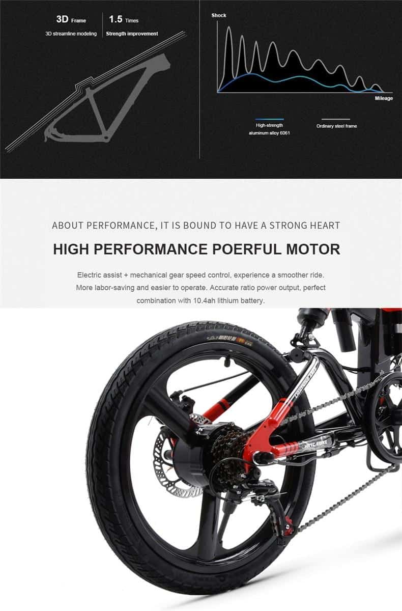 20inch Fold Electric bicycle 48V 500W electric mountain bike smart assist hybrid ebike range 40-60km ebike