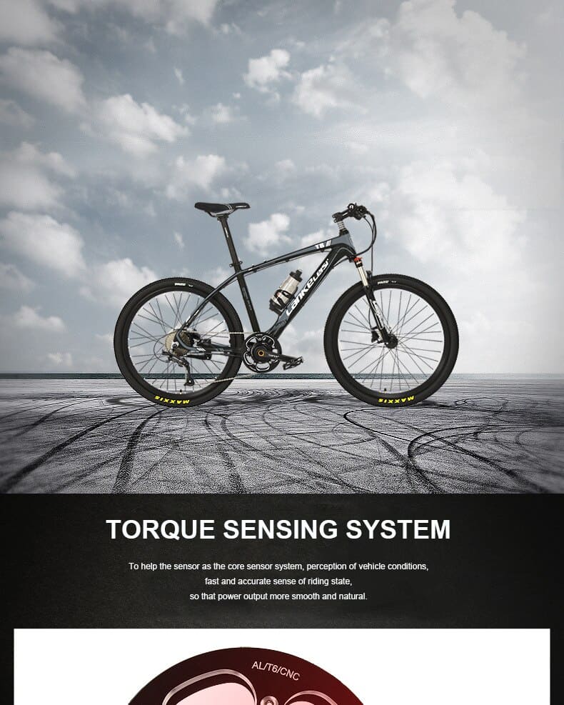 26inch Electric ebike power assist bike MTB torque sensor 6-Gear booster 9 speed oil spring fork electric mountian PAS bike