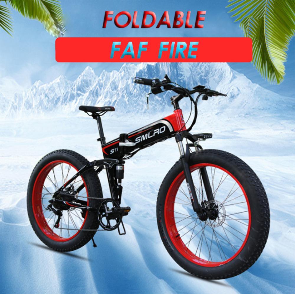 1000W Powerful Folding Ebike 12.8AH 26 Inch Fat Tire Motor Snow Beach Aluminum Alloy Travel Bike Adult Electric Bicycle