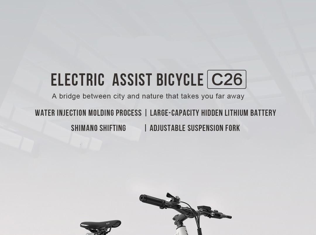 26inch electric mountain bicycle himo c26 ebike off-raod electric bike 48V hidden lithium battery range 40-80km hybrid ebike