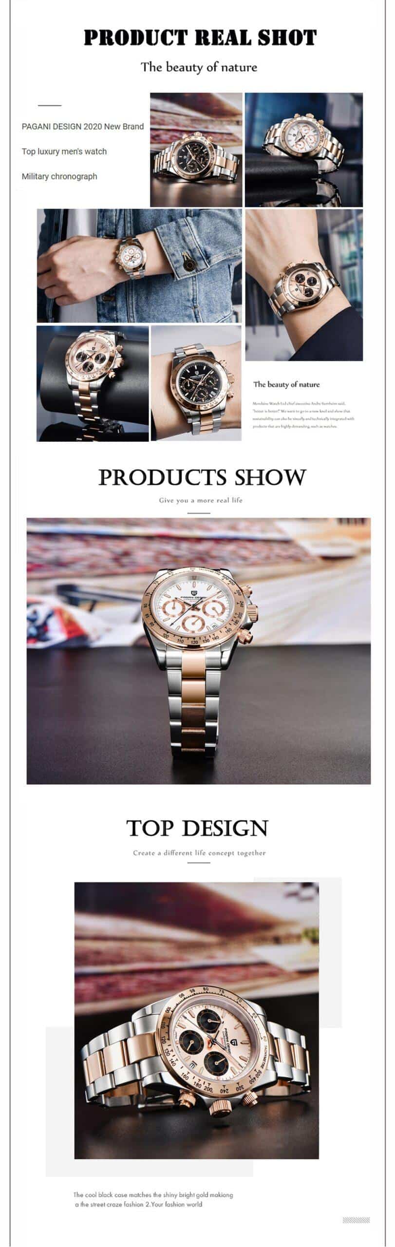 PAGANI DESIGN 2020 New Men's Watches Luxury Mens Quartz Wrist Watch Men Stainless Steel Watch Men Chronograph Relogio Masculino