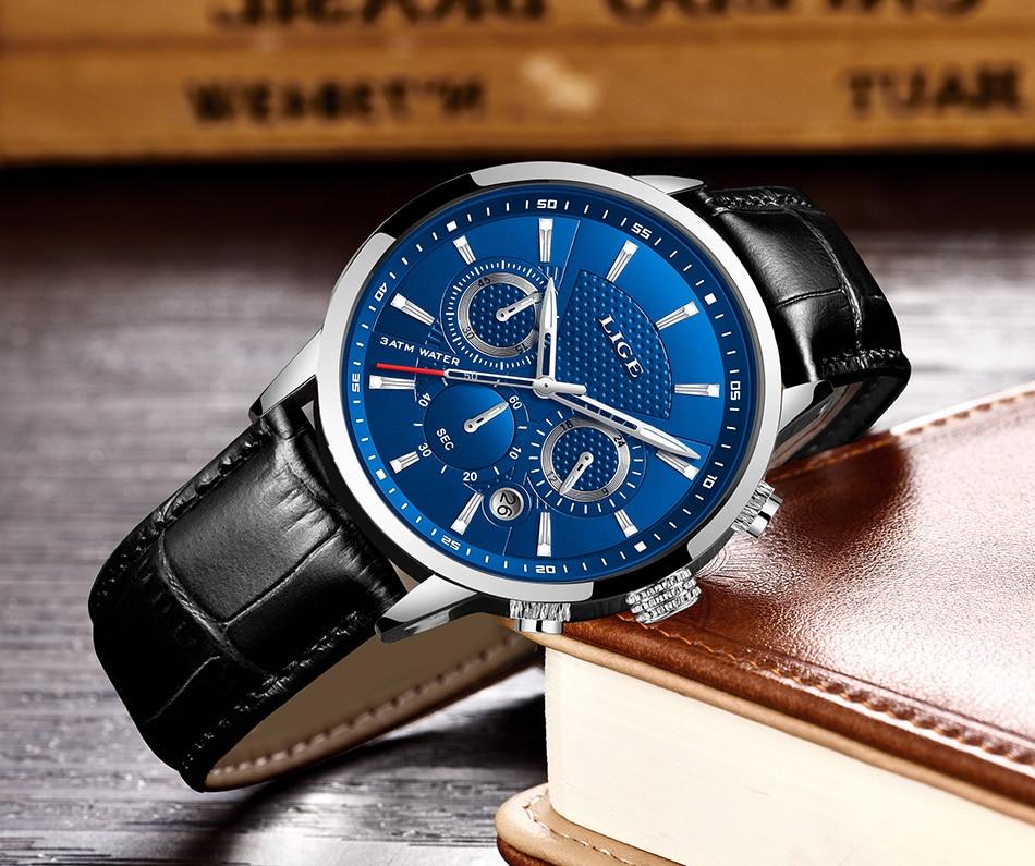 LIGE Fashion Mens Watches Top Brand Luxury Waterproof Military Chronograph Sport Quartz Wrist Watch Men Clock Male Reloj Hombre